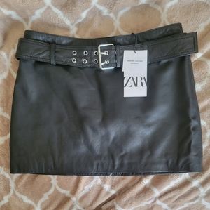 Zara real leather mini skiry